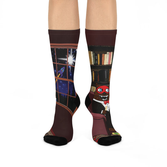 Fireplace Scene Crew Socks