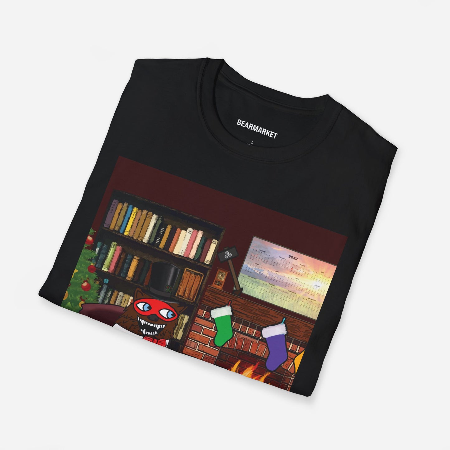 Christmas Fireplace Scene BG123 | Unisex Softstyle T-Shirt