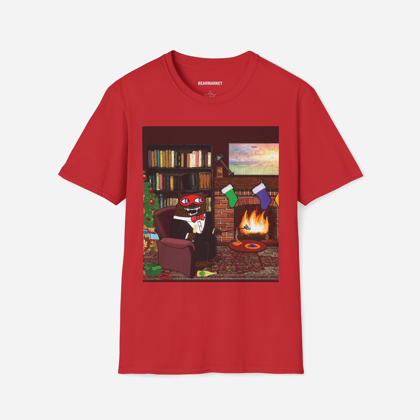 Christmas Fireplace Scene BG123 | Unisex Softstyle T-Shirt