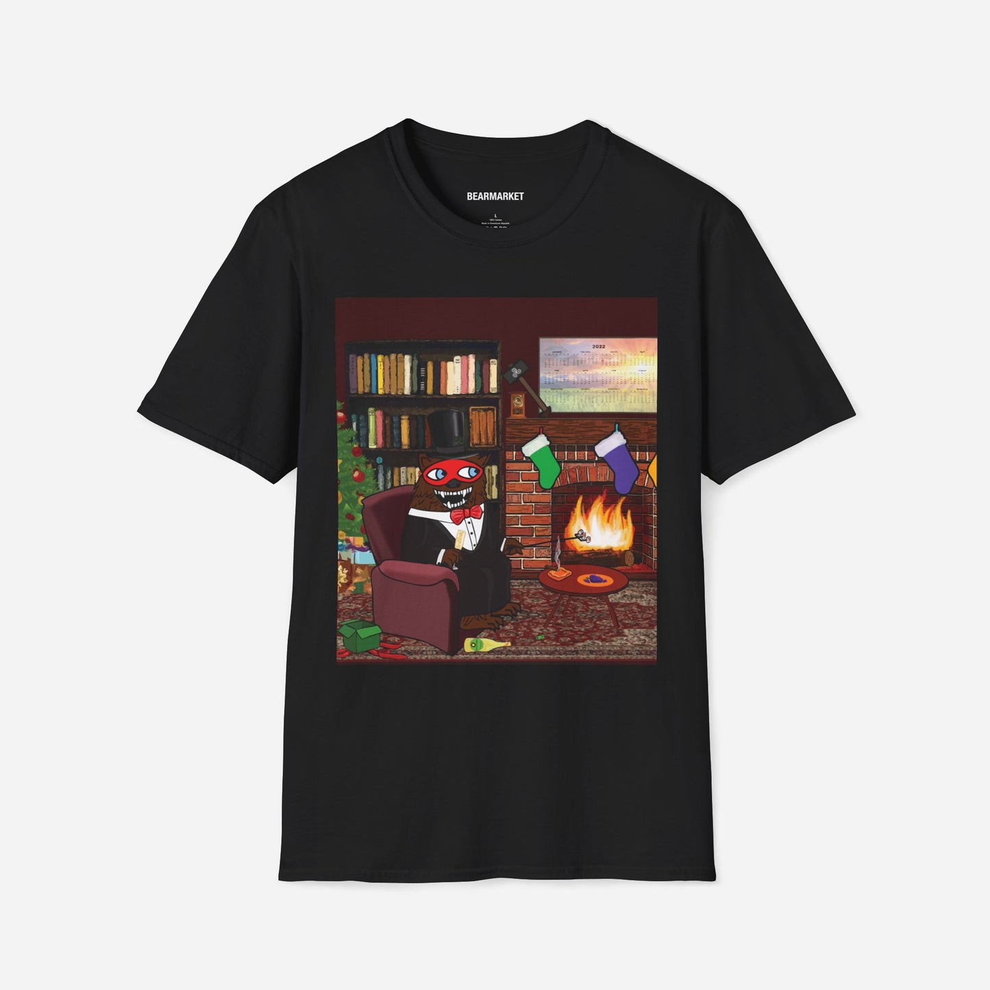 Christmas Fireplace Scene BG123 | Unisex Softstyle T-Shirt